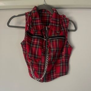 Red Plaid pattern vest